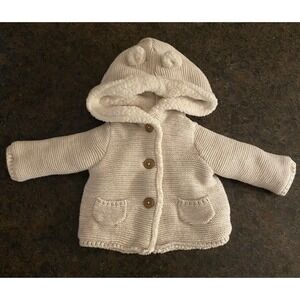 Carter's Hooded Light Gray Sherpa Sweater With‎ Ears Size 3M 3 Months